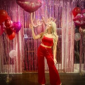 Elegant Red Velvet Corset Top